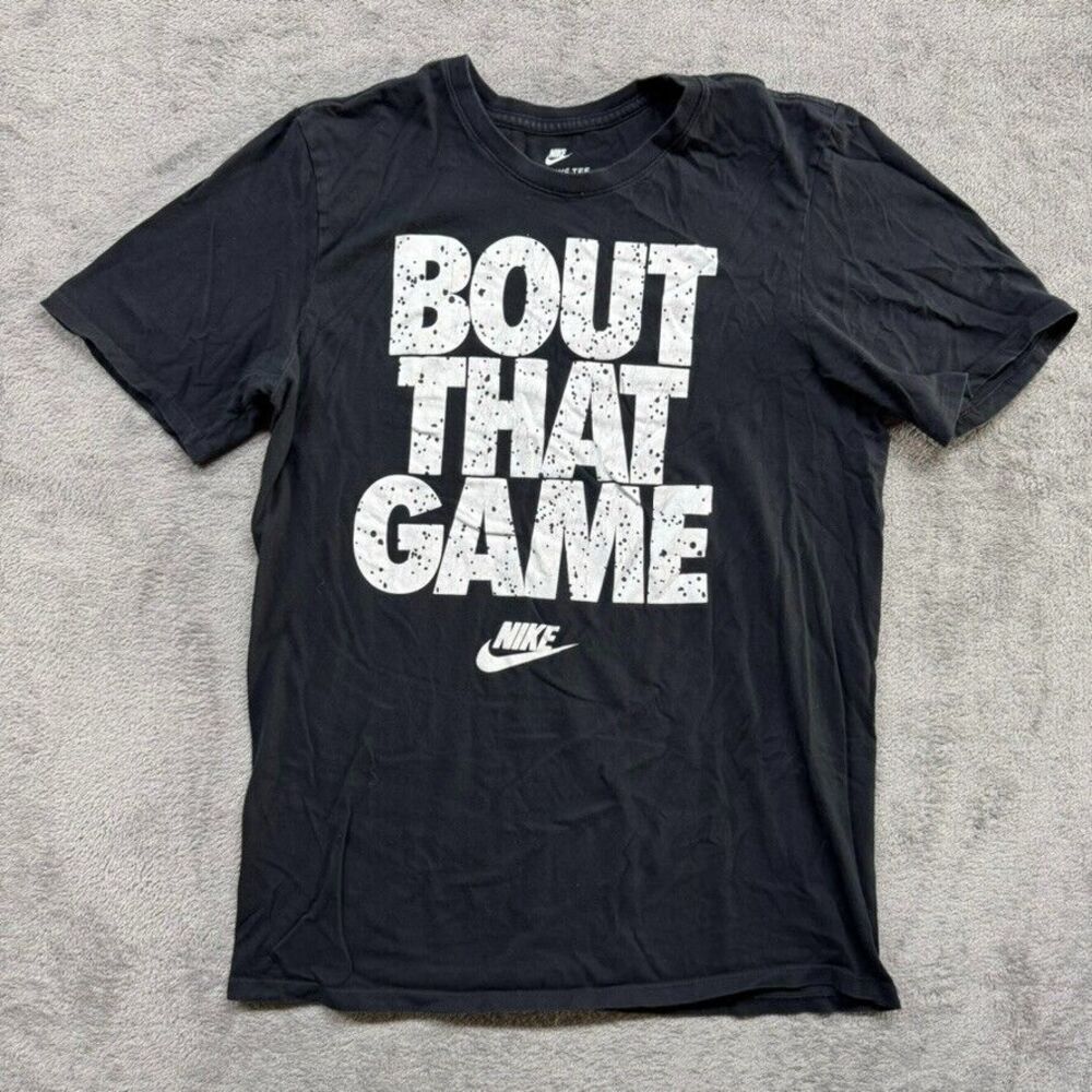 Nike T Shirt Mens Black Medium Bout That Game Graphic Swoosh Gym Workout Running